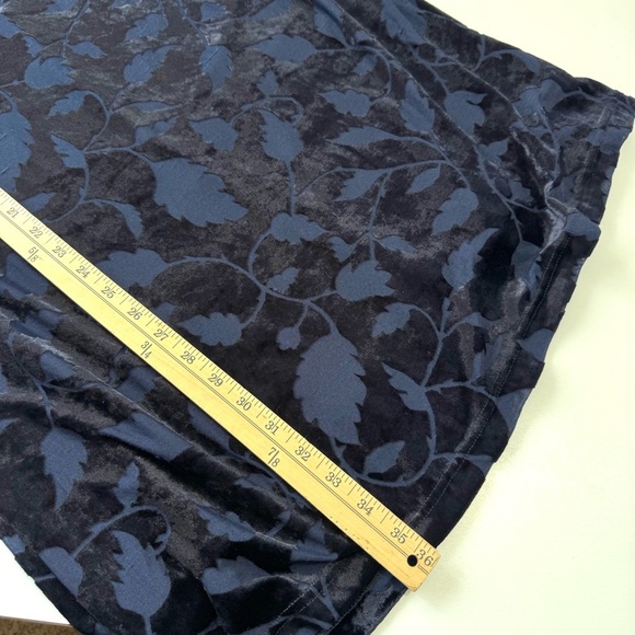 AMANDA SMITH Shift Dress 10 Navy Floral Burnout Velvet Square Neck Long Sleeve - Picture 9 of 11